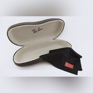 Ray-Ban Black Sunglasses Case with Cream Lining and Black Cloth